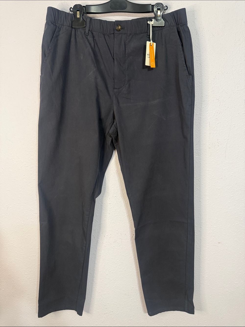 NWT Marine Layer Men's Dark Gray Slim Straight Chinos Water Repellant Size XL